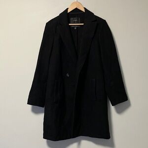 J. Crew Italian Boiled Wool Black Overcoat Coat Jacket